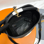 Saint Laurent YSL LE 37 20CM BLACK RAFFIA BUCKET BAG