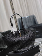 Saint Laurent YSL MEDIUM 44CM PANIER BLACK RAFFIA TOTE BAG