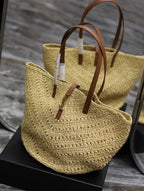 Saint Laurent YSL MEDIUM 44CM PANIER BEIGE RAFFIA TOTE BAG