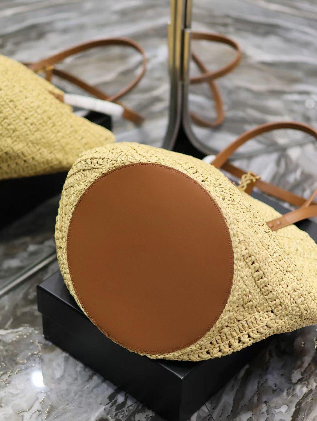 Saint Laurent YSL MEDIUM 44CM PANIER BEIGE RAFFIA TOTE BAG