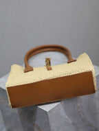 Saint Laurent YSL TOTE BAG 29CM PANIER LEATHER TRIMMED RAFFIA
