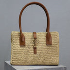 Saint Laurent YSL TOTE BAG 29CM PANIER LEATHER TRIMMED RAFFIA