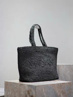 Saint Laurent YSL TOTE BAG 50CM BLACK RAFFIA