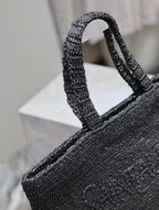 Saint Laurent YSL TOTE BAG 50CM BLACK RAFFIA