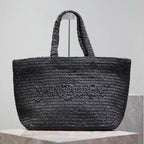 Saint Laurent YSL TOTE BAG 50CM BLACK RAFFIA