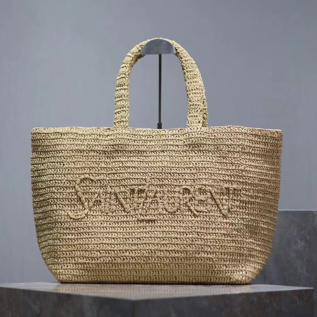 Saint Laurent YSL TOTE BAG 50CM BEIGE RAFFIA