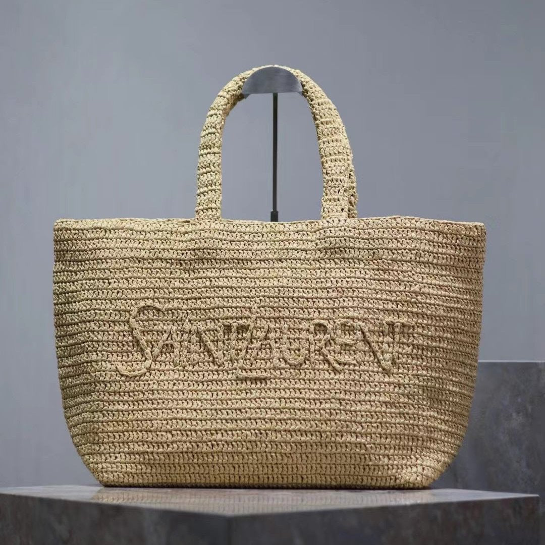 Saint Laurent YSL TOTE BAG 50CM BEIGE RAFFIA