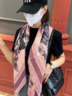 DIOR SQUARE SCARF 110 CM IN COLORFUL SILK VELEVET 389724
