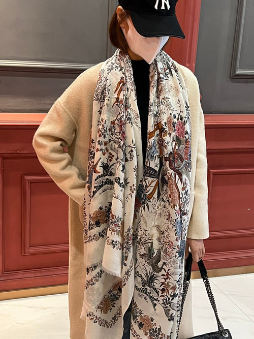 DIOR SCARF 200 CM IN WHITE MIX COLORFUL CASHMERE 413823