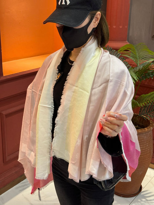 DIOR SHAWL 140 CM IN LIGHT PINK CASHMERE AND SILK 413801