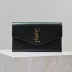 Saint Laurent UPTOWN WALLET 21 IN BLACK CALFSKIN GOLD LOGO