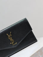Saint Laurent UPTOWN WALLET 21 IN BLACK CALFSKIN GOLD LOGO