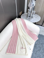 DIOR SCARF 190 CM IN BABY PINK MIX BEIGE CARO CASHMERE 388126