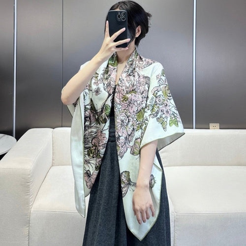 DIOR SQUARE SCARF 140 CM IN COLORFUL CASHMERE AND SILK 403836