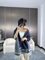 DIOR SCARF IN NAVY BLUE MONOGRAM CASHMERE 413719