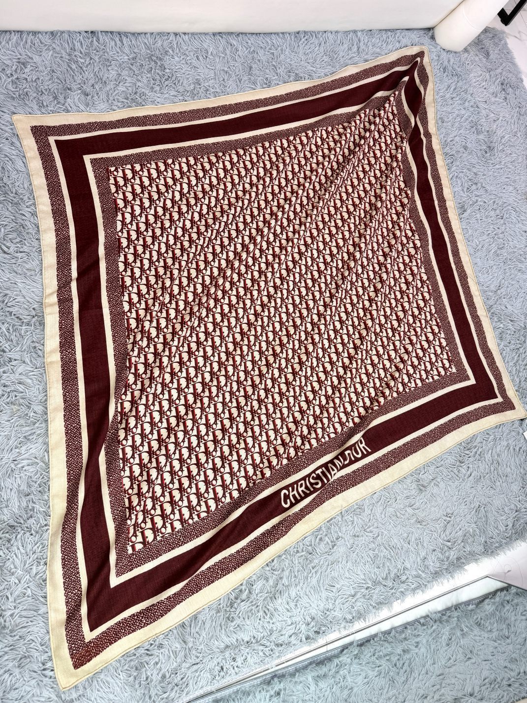 DIOR MONOGRAM SQUARE SCARF 140 CM IN COLORFUL CASHMERE AND SILK 413741