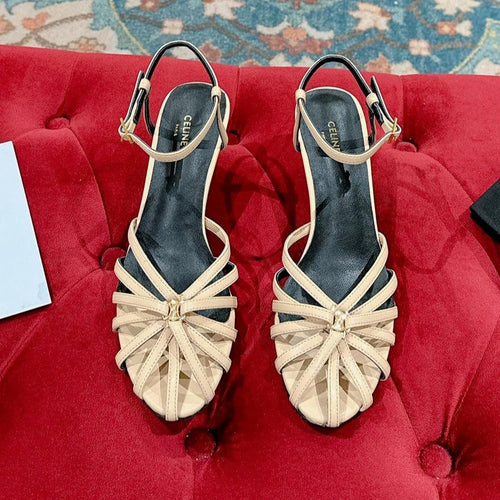 Celine TRIOMPHE SANDAL 85 MM IN PEANUT BROWN LAMBSKIN