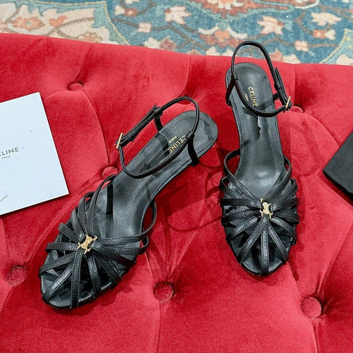 Celine TRIOMPHE SANDAL 85 MM IN BLACK LAMBSKIN