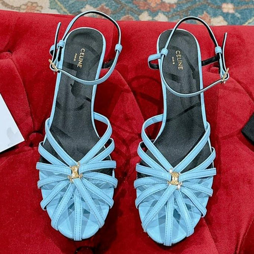 Celine TRIOMPHE SANDAL 85 MM IN POWDER BLUE LAMBSKIN