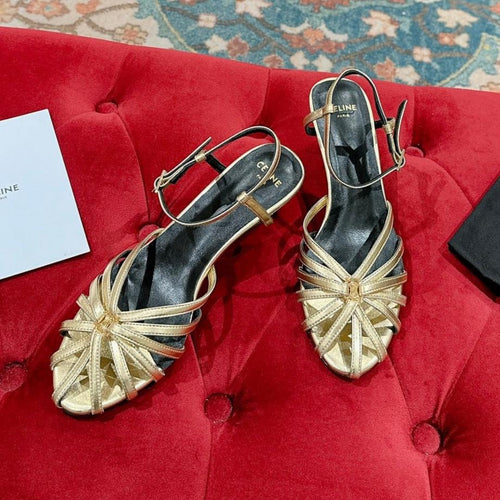Celine TRIOMPHE SANDAL 85 MM IN GOLD LAMBSKIN