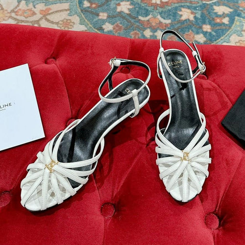 Celine TRIOMPHE SANDAL 85 MM IN WHITE LAMBSKIN