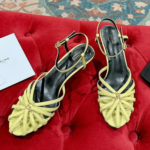 Celine TRIOMPHE SANDAL 85 MM IN LIGHT YELLOW LAMBSKIN