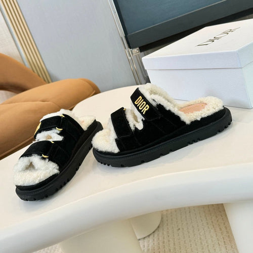DIOR  DIORact Slide Black Suede And Fleece Lining