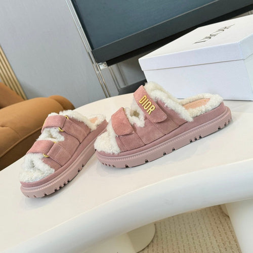 DIOR  DIORact Slide Pink Suede And Fleece Lining