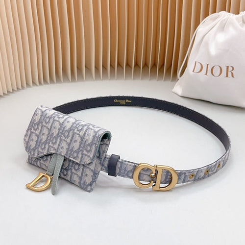 DIOR Saddle Belt Pouch Grey Oblique Jacquard