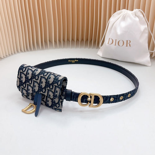 DIOR Saddle Belt Pouch Blue Oblique Jacquard