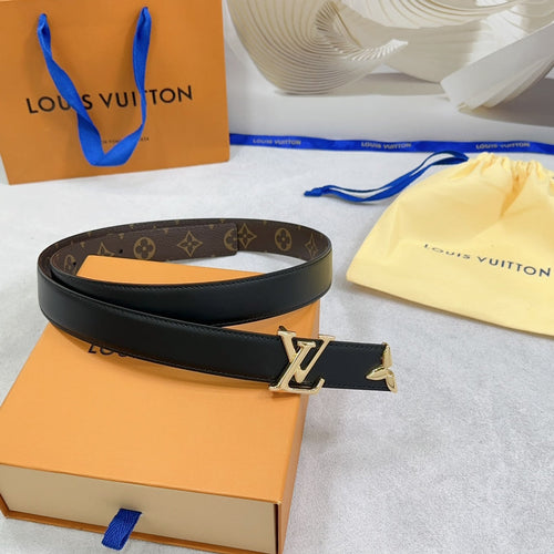 Louis Vuitton Pretty 30mm Reversible Belt Black Calfskin