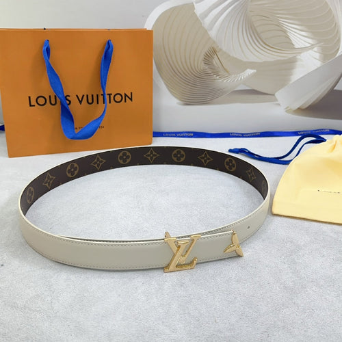 Louis Vuitton Pretty 30mm Reversible Belt Cream Calfskin