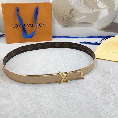 Louis Vuitton Pretty 30mm Reversible Belt Beige Calfskin