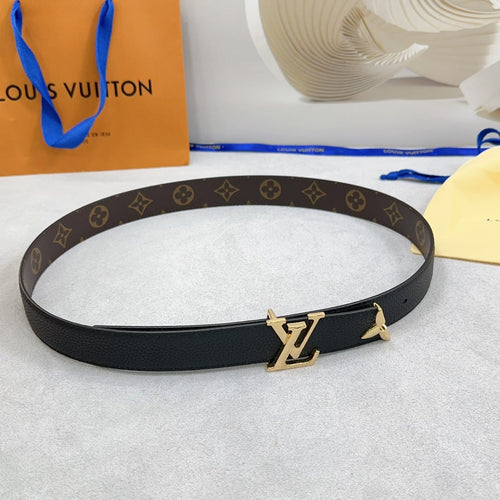 Louis Vuitton Pretty 30mm Reversible Belt Black Grained Calfskin