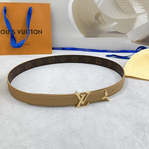 Louis Vuitton Pretty 30mm Reversible Belt Beige Grained Calfskin