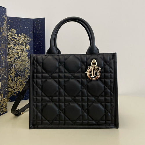 DIOR small book tote 26 black lambskin gold hardware