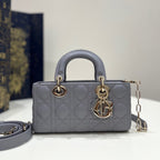 DIOR SMALL D-JOY BAG 22 IN GREY LAMBSKIN