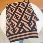 FENDI FF 180 SCARF IN BROWN MIX BLACK CASHMERE AND WOOL