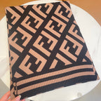 FENDI FF 180 SCARF IN BROWN MIX BLACK CASHMERE AND WOOL