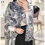 DIOR SCARF 180 CM IN STONE BLUE SILK AND CASHMERE 418263
