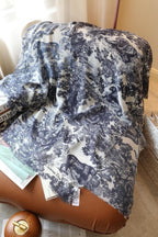 DIOR SCARF 180 CM IN STONE BLUE SILK AND CASHMERE 418263