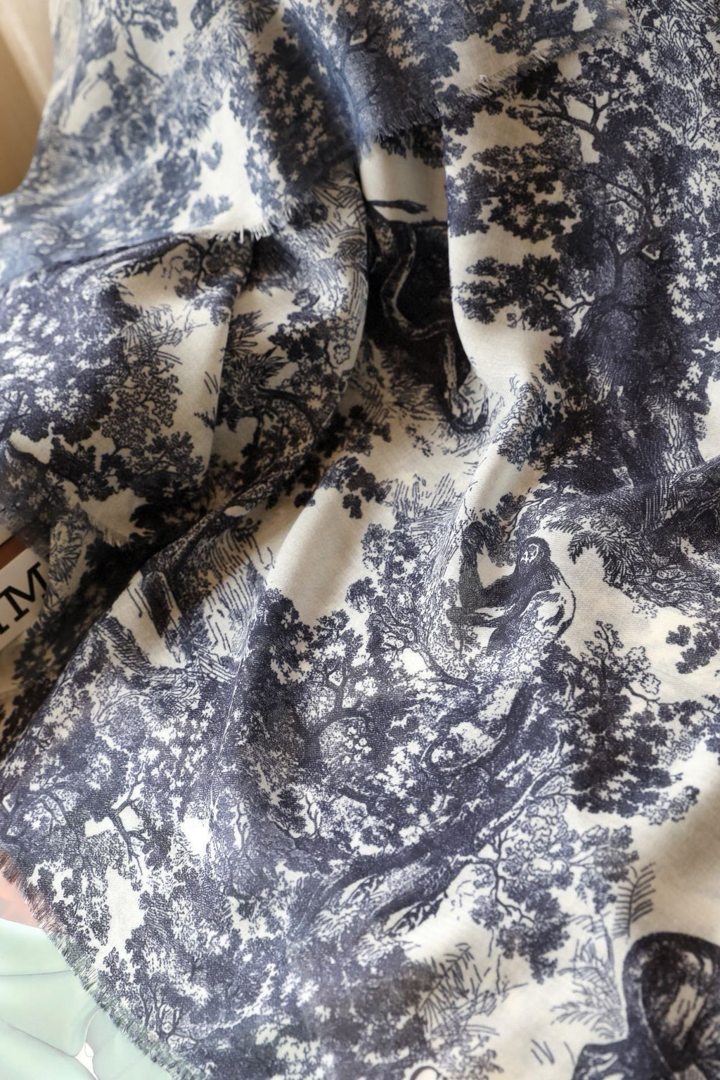 DIOR SCARF 180 CM IN STONE BLUE SILK AND CASHMERE 418263