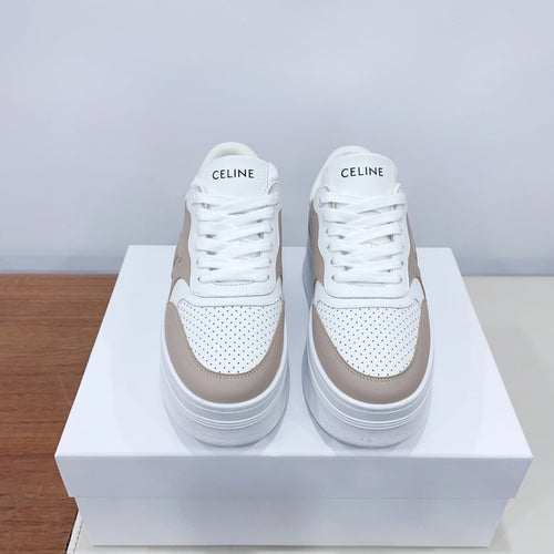 Celine CELINE 25C Block Sneaker White mix Khaki Brown Calfskin 231996