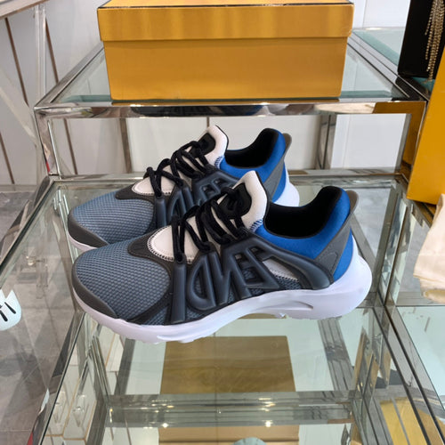 FENDI FENDI TAG SNEAKER IN BLACK MIX BLUE MESH AND RUBBER