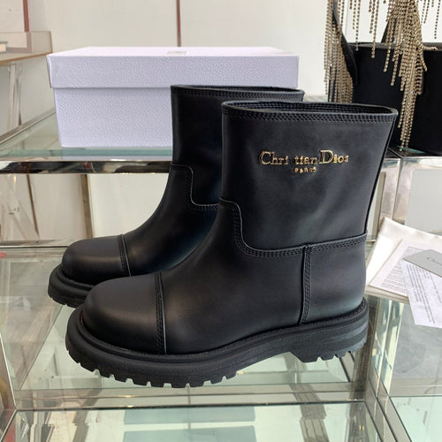 DIOR Ankle Boot Plain Black Calfskin