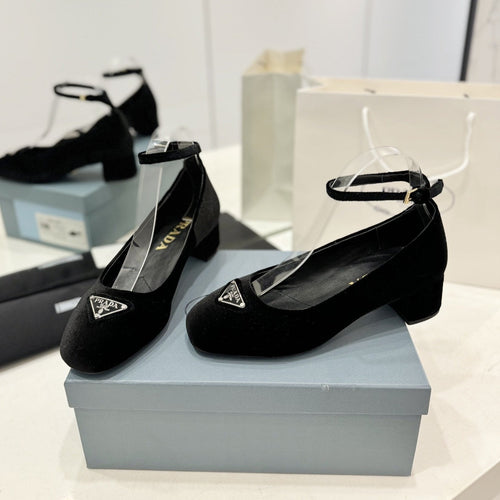 PRADA NAPPA MARY JANE PUMPS BLACK SATIN