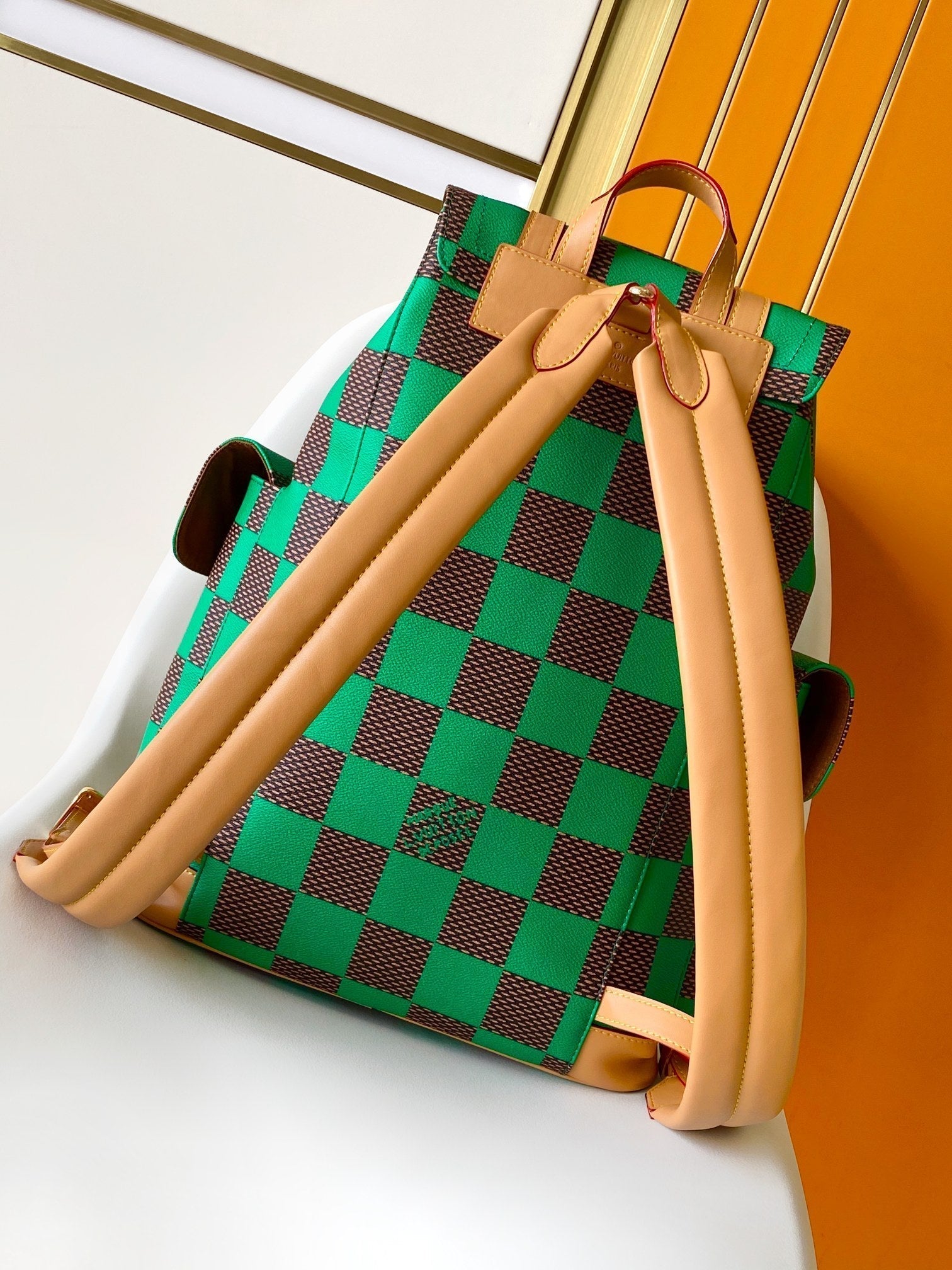 Louis Vuitton CHRISTOPHER BACKPACK 47 IN BROWN GREEN DAMIER POP COATED CANVAS