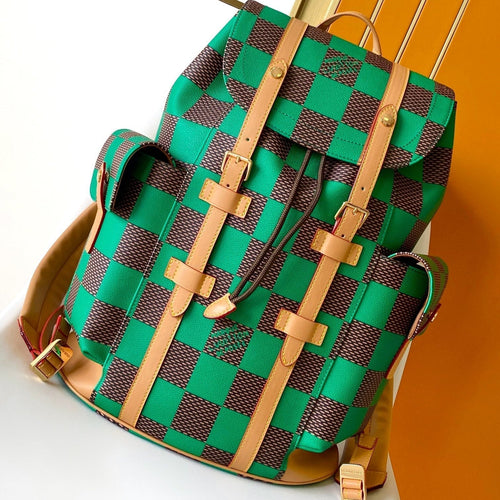 Louis Vuitton CHRISTOPHER BACKPACK 47 IN BROWN GREEN DAMIER POP COATED CANVAS