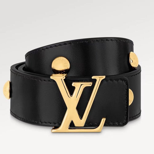 Louis Vuitton INITIALES STUDS 30 MM REVERSIBLE BELT IN BLACK CALFSKIN GOLD HARDWARE