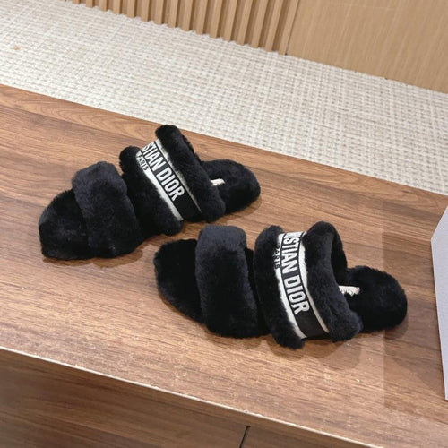 DIOR Sandal Black White Fleece And Canvas Fabric